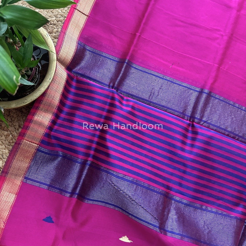 Maheshwari Purple Butti Weaving Dupatta TBD03