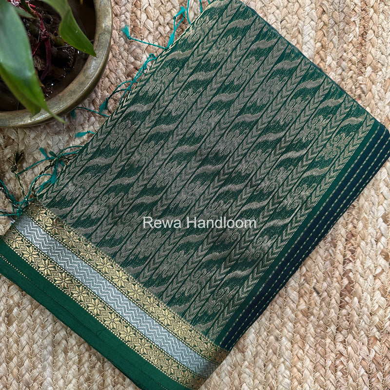 Maheshwari Green Rich Pallu Silk Saree HPS025