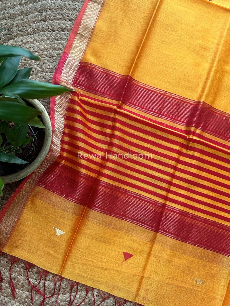 Maheshwari Yellow Butti Weaving Dupatta TBD02