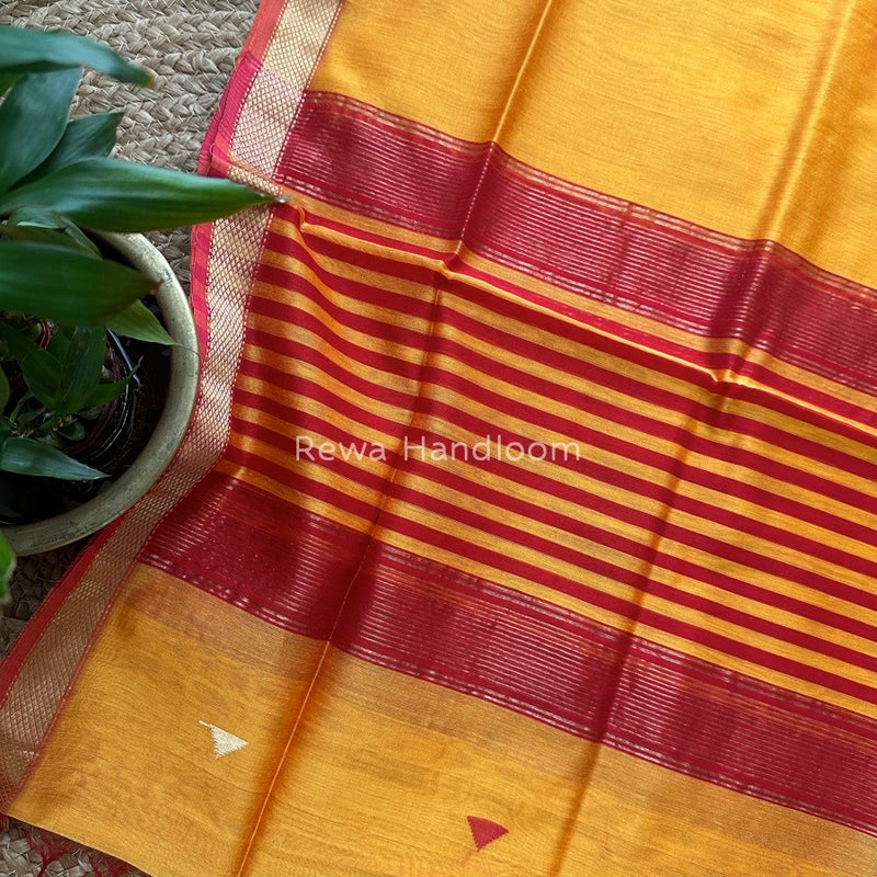 Maheshwari Yellow Butti Weaving Dupatta TBD02