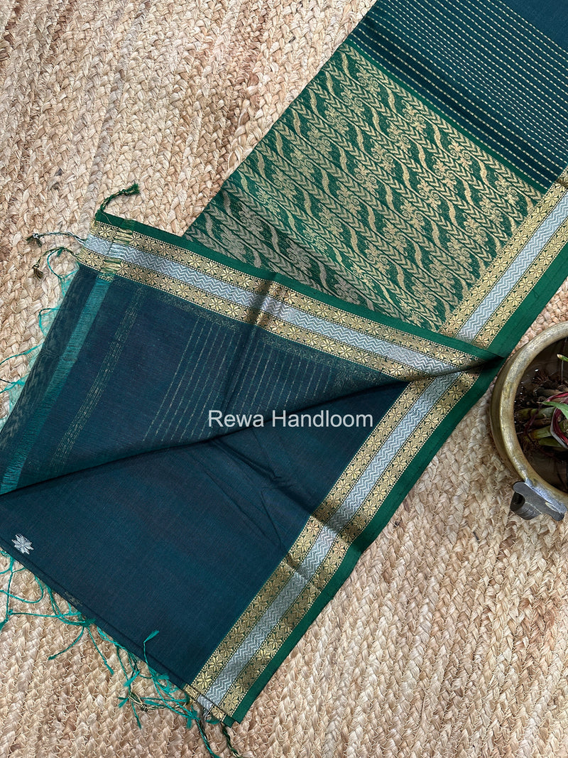 Maheshwari Green Rich Pallu Silk Saree HPS025