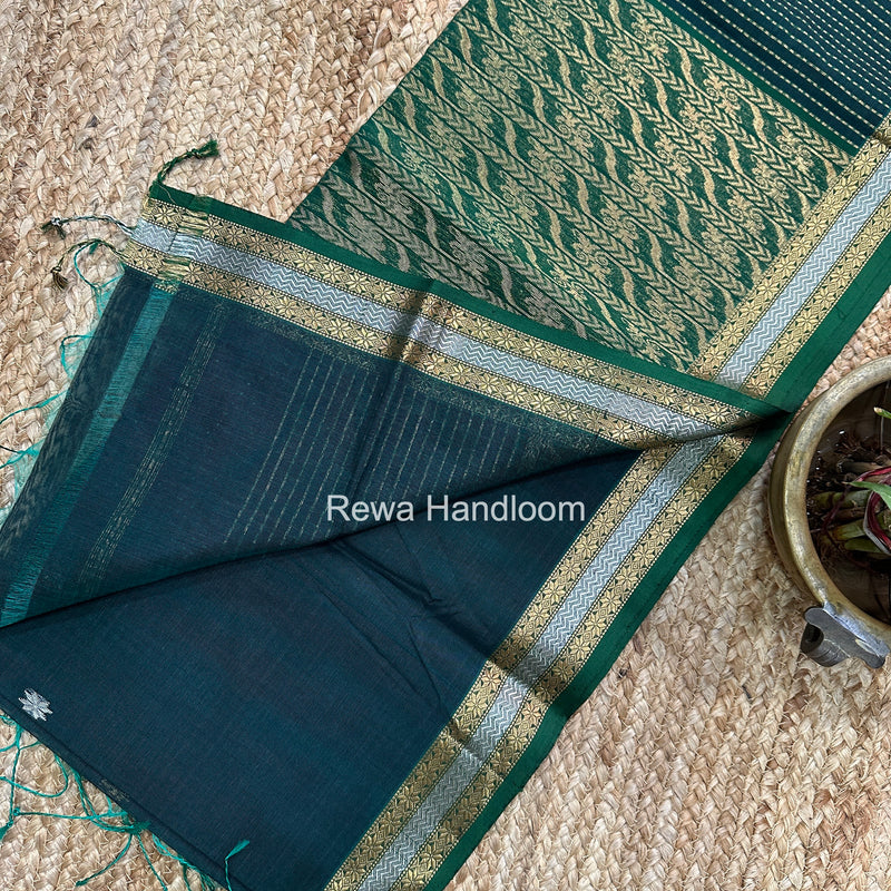 Maheshwari Green Rich Pallu Silk Saree HPS025