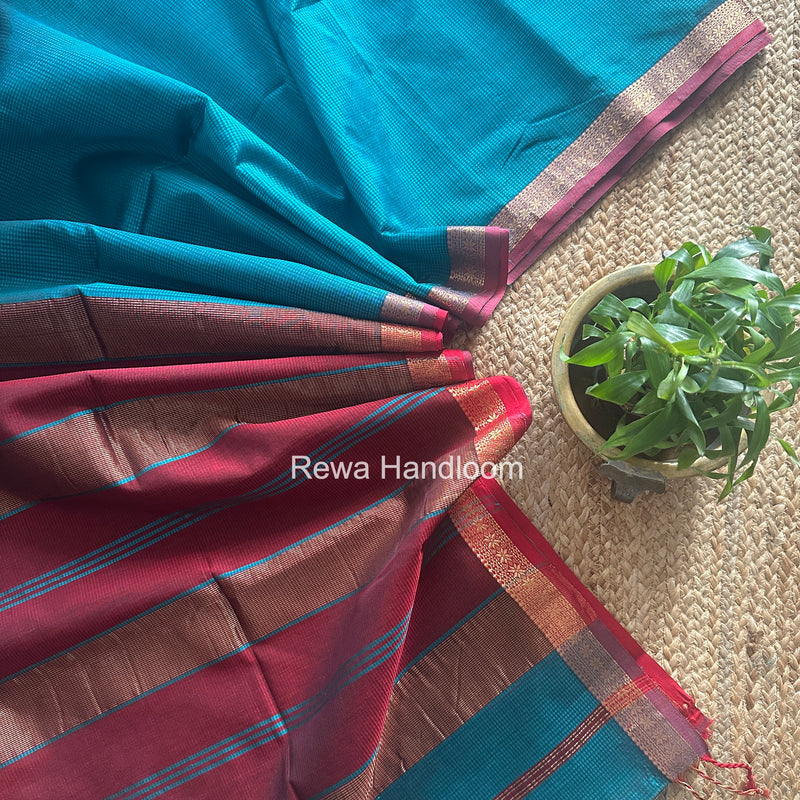 Maheshwari Rama Green Garbha Reshami Silk Saree GS314