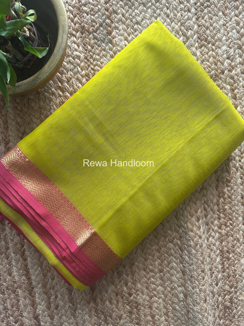 Maheshwari Lemon Yellow Gichha Pallu Saree GP076