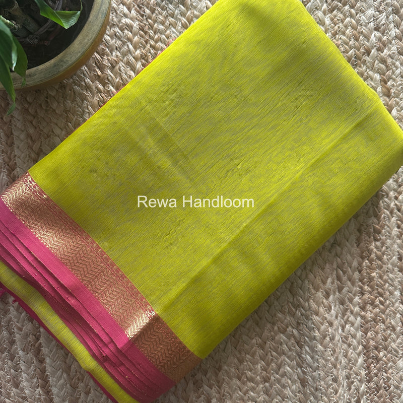 Maheshwari Lemon Yellow Gichha Pallu Saree GP076