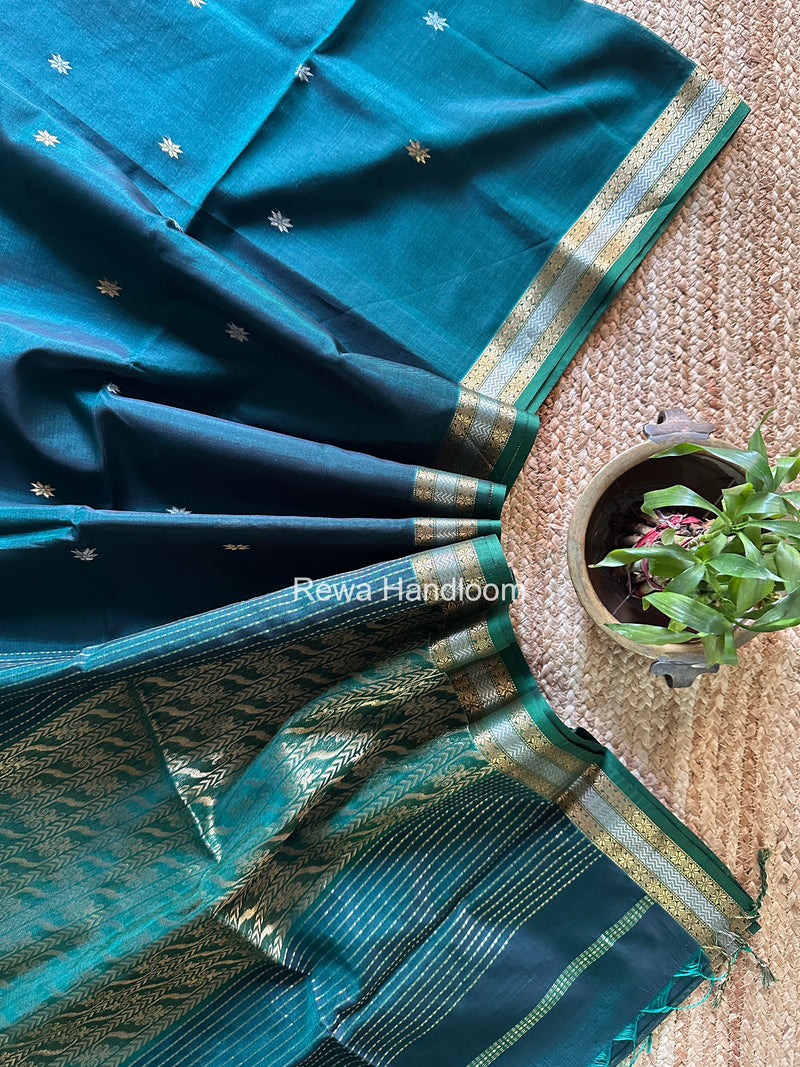 Maheshwari Green Rich Pallu Silk Saree HPS025
