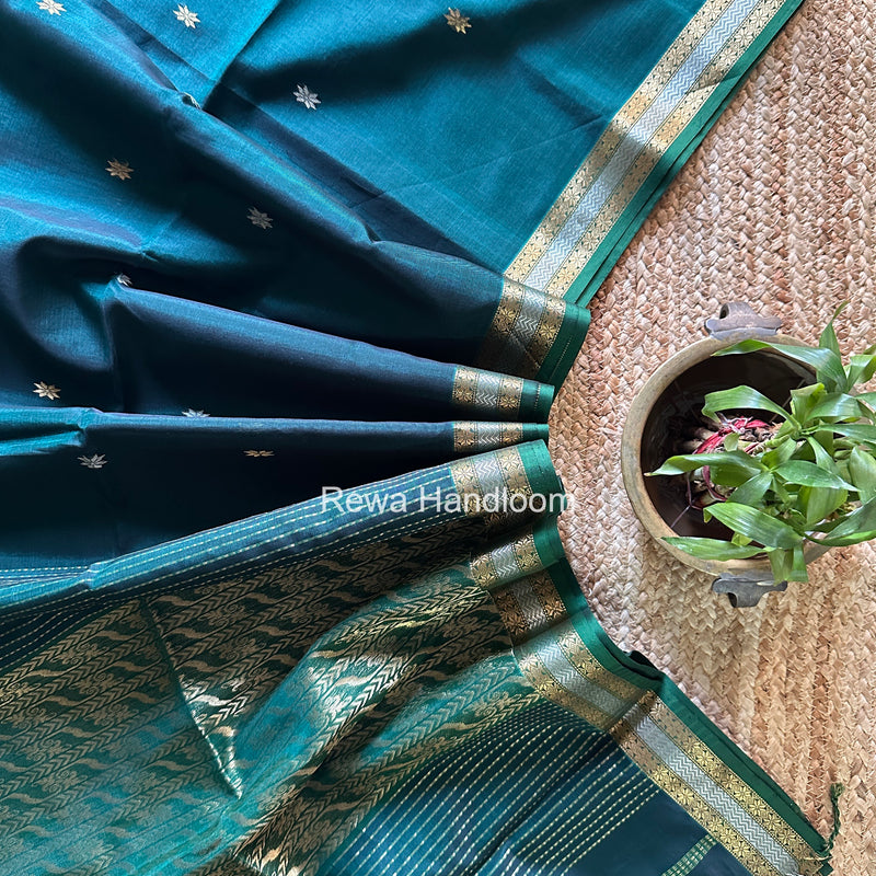 Maheshwari Green Rich Pallu Silk Saree HPS025