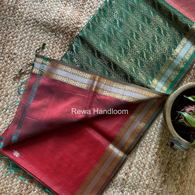 Maheshwari Red Rich Pallu Silk Saree HPS027