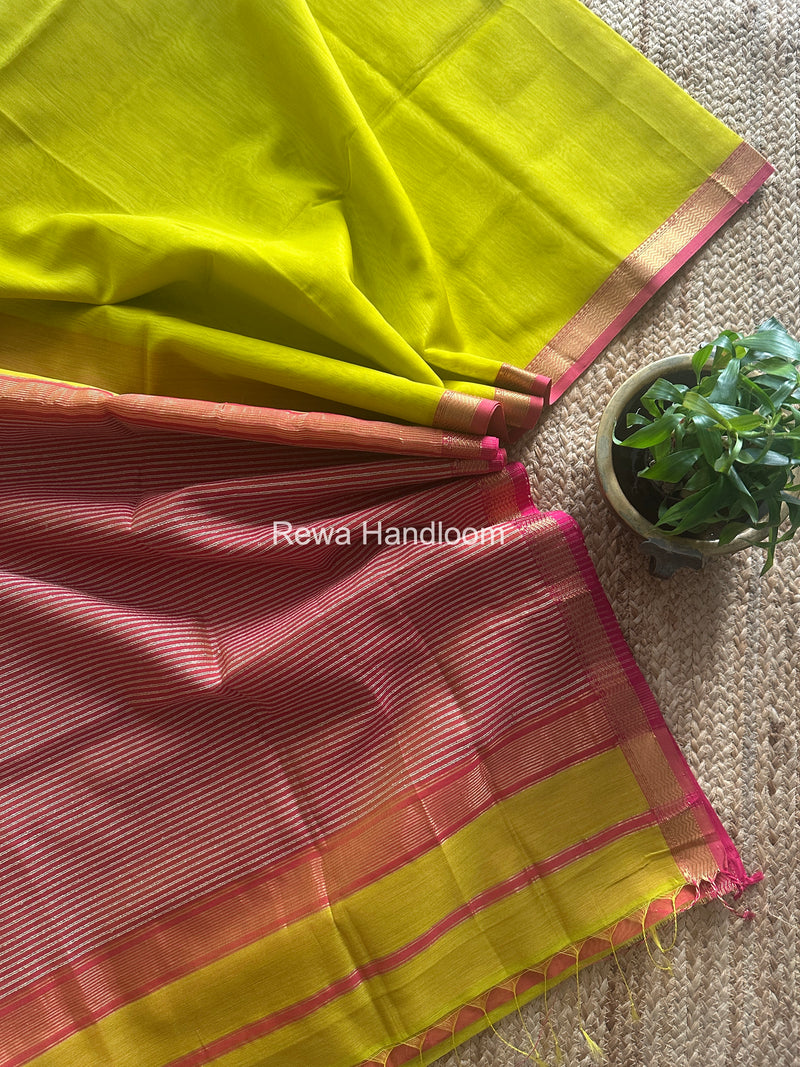 Maheshwari Lemon Yellow Gichha Pallu Saree GP076