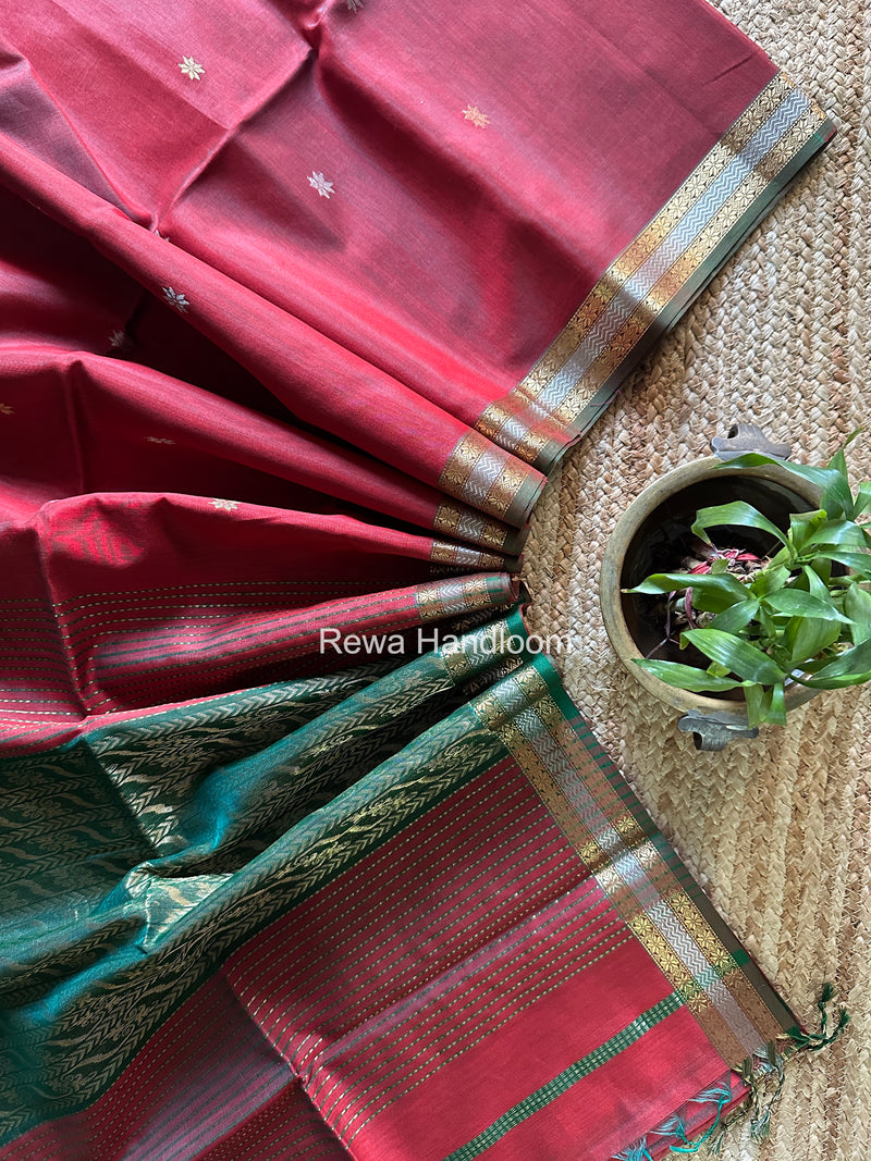 Maheshwari Red Rich Pallu Silk Saree HPS027