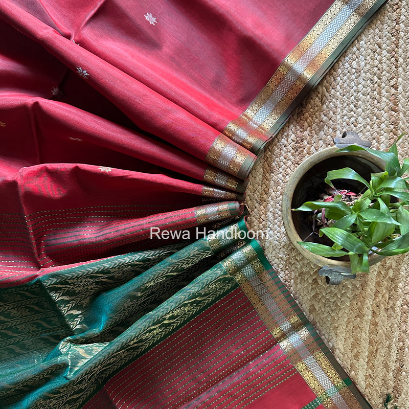 Maheshwari Red Rich Pallu Silk Saree HPS027