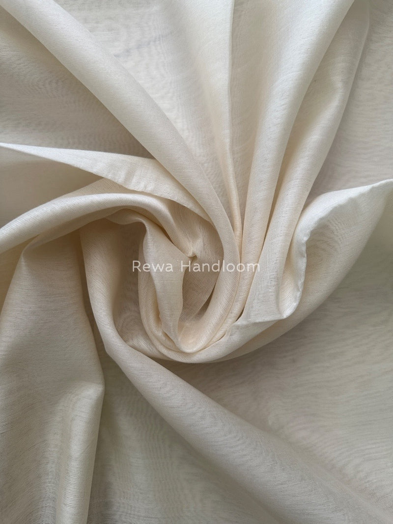 Maheshwari White Silk Dupatta PD019
