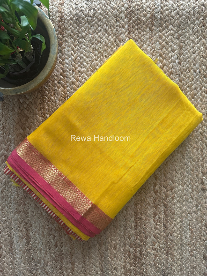 Maheshwari Yellow Gichha Pallu Saree GP078