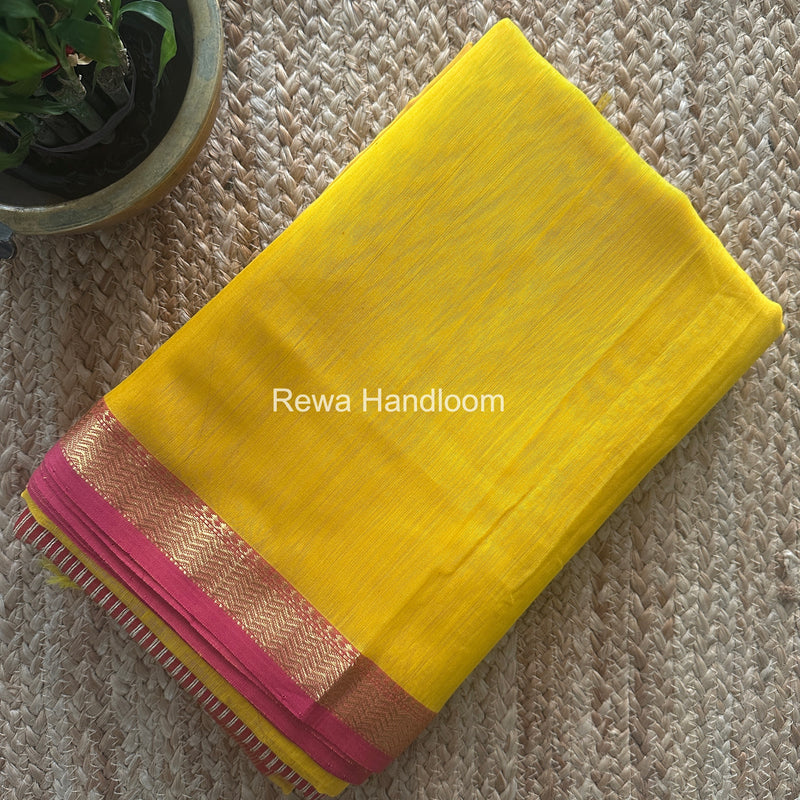 Maheshwari Yellow Gichha Pallu Saree GP078