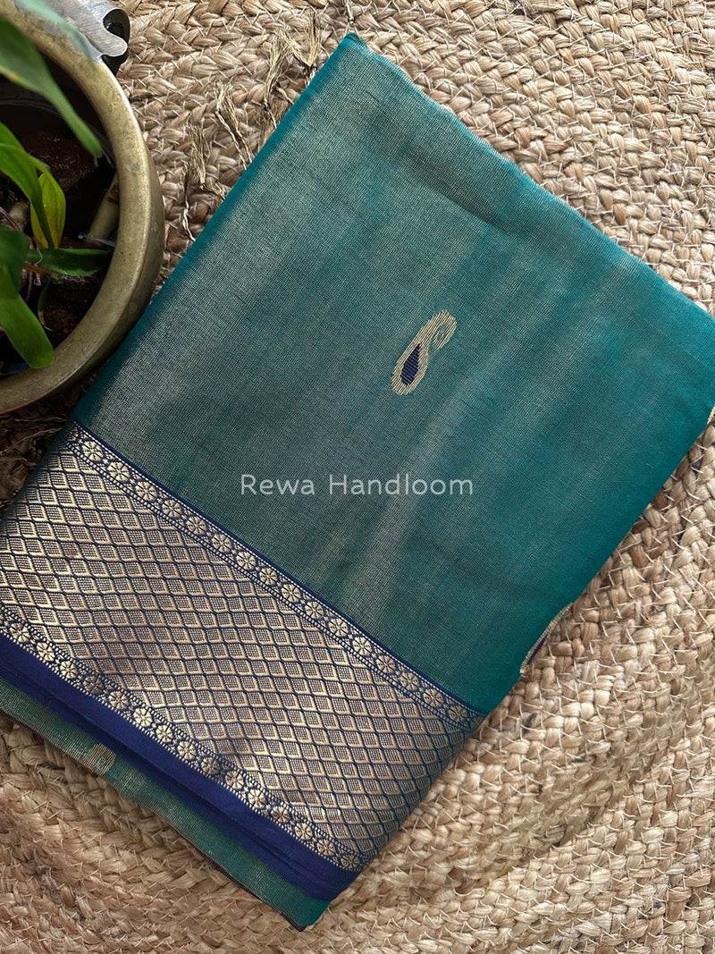 Maheshwari Green Tissue Meena Butti Saree GMB005