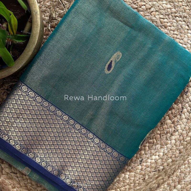 Maheshwari Green Tissue Meena Butti Saree GMB005