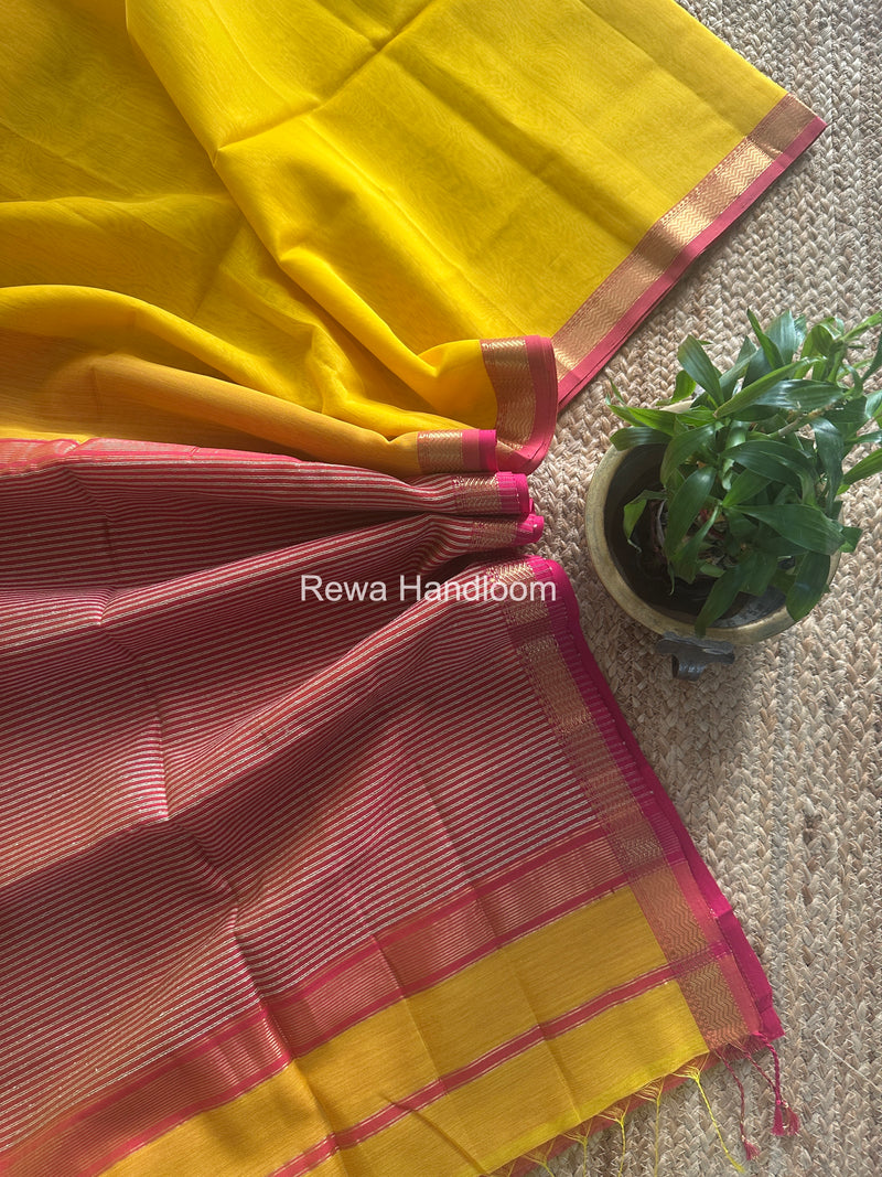 Maheshwari Yellow Gichha Pallu Saree GP078