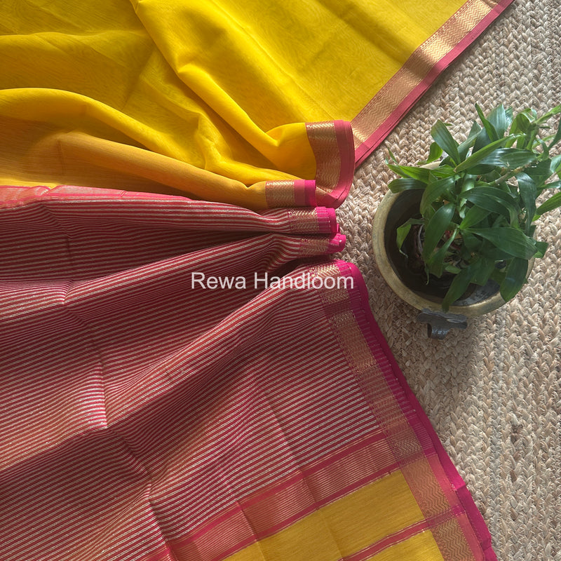 Maheshwari Yellow Gichha Pallu Saree GP078