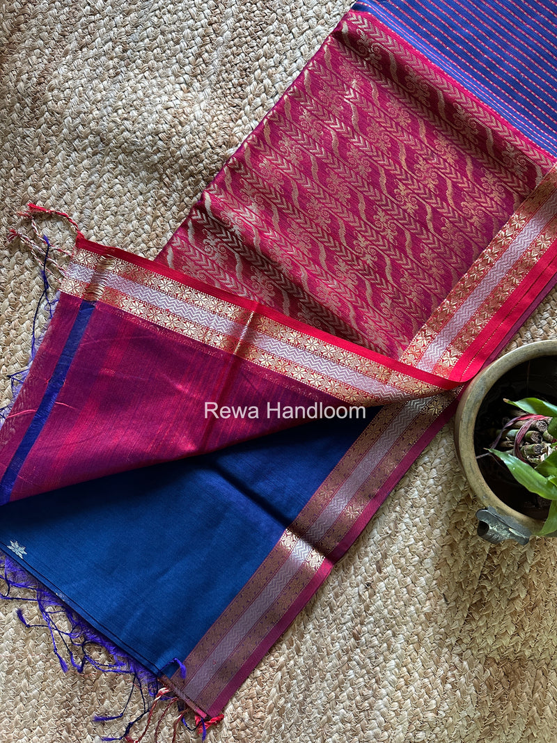 Maheshwari Dark Blue Rich Pallu Silk Saree HPS028