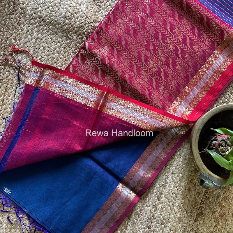 Maheshwari Dark Blue Rich Pallu Silk Saree HPS028