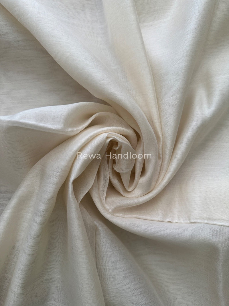 Maheshwari White Silk Dupatta PD014