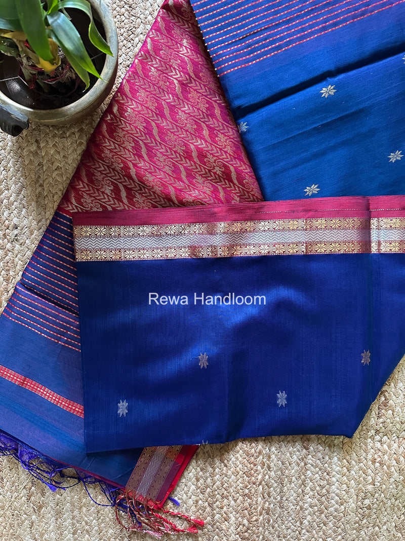Maheshwari Dark Blue Rich Pallu Silk Saree HPS028