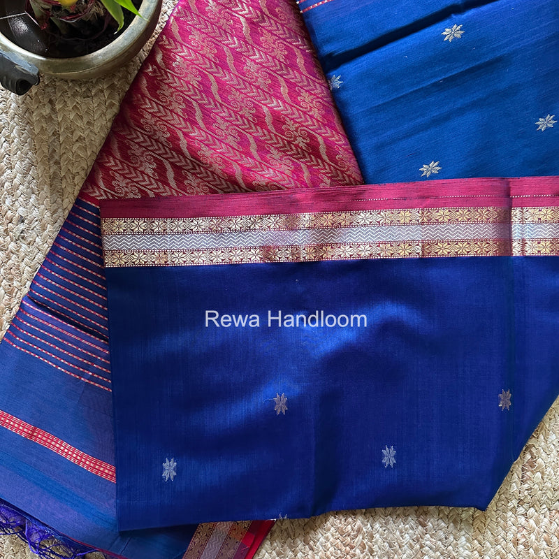 Maheshwari Dark Blue Rich Pallu Silk Saree HPS028