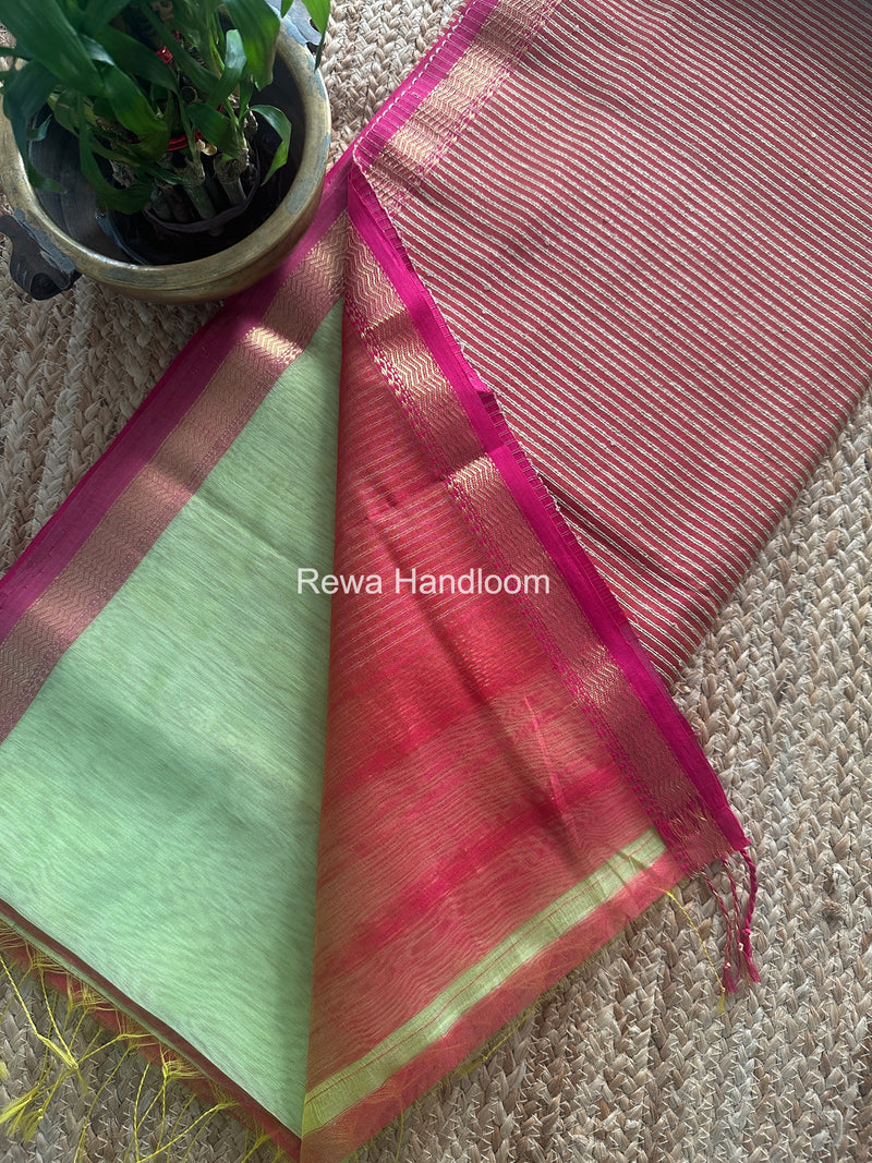 Maheshwari Pista Green Gichha Pallu Saree GP080