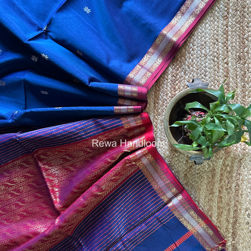 Maheshwari Dark Blue Rich Pallu Silk Saree HPS028
