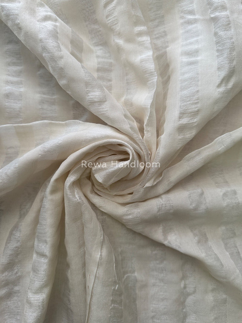 Maheshwari White Silk Dupatta PD03