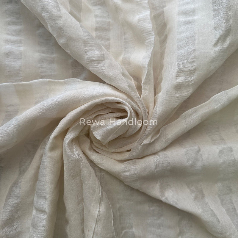 Maheshwari White Silk Dupatta PD03