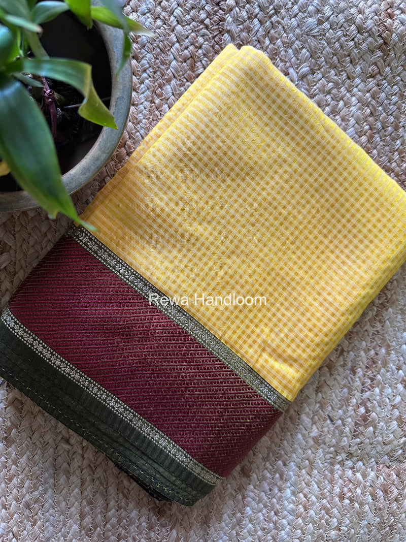 Exclusive Maheshwari 75% Silk Yellow Saree SS039