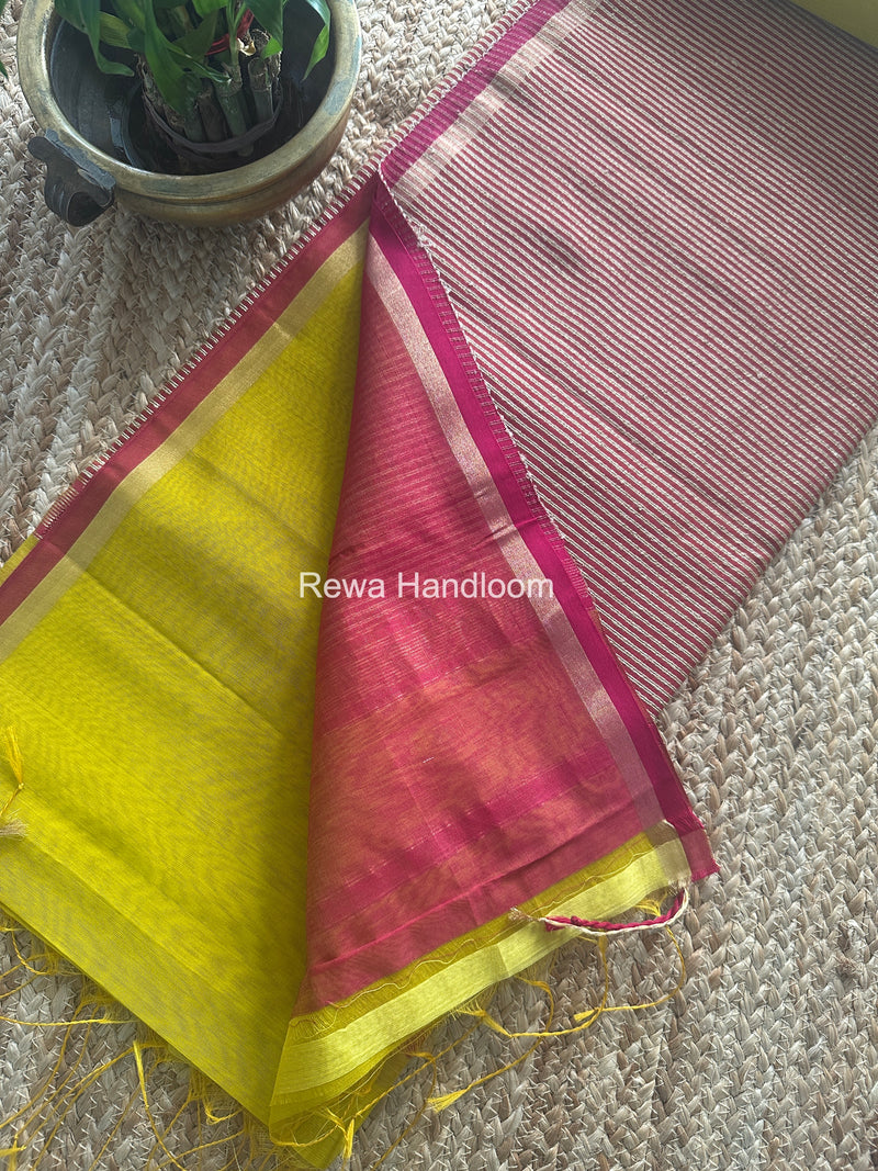 Maheshwari Mustard Yellow Gichha Pallu Saree GP079