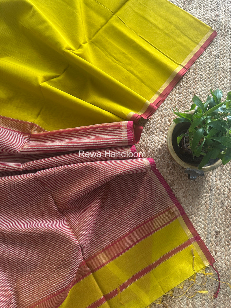 Maheshwari Mustard Yellow Gichha Pallu Saree GP079