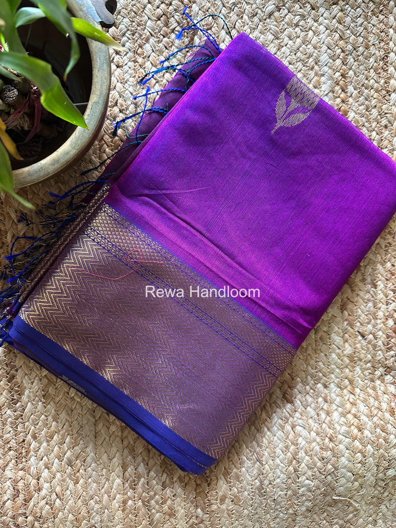 Maheshwari Purple Lotus Butta Saree NLS02