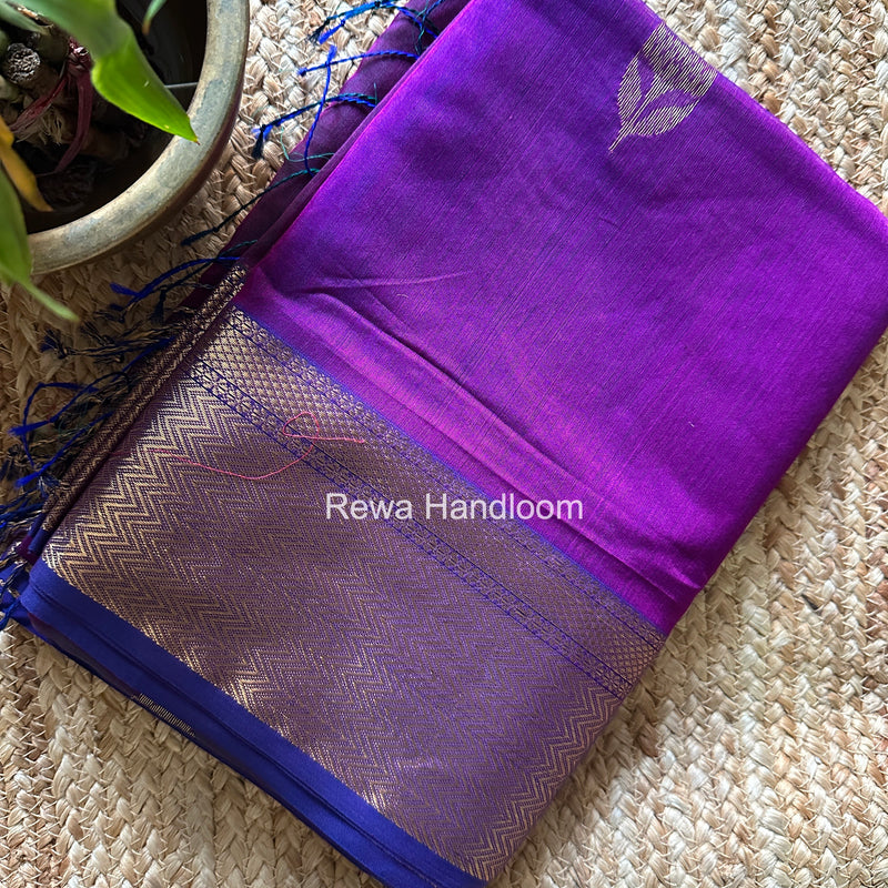 Maheshwari Purple Lotus Butta Saree NLS02