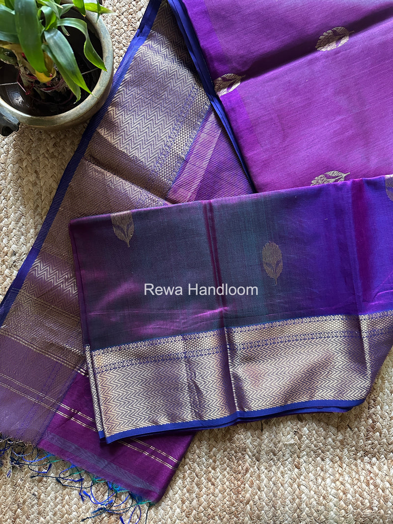 Maheshwari Purple Lotus Butta Saree NLS02