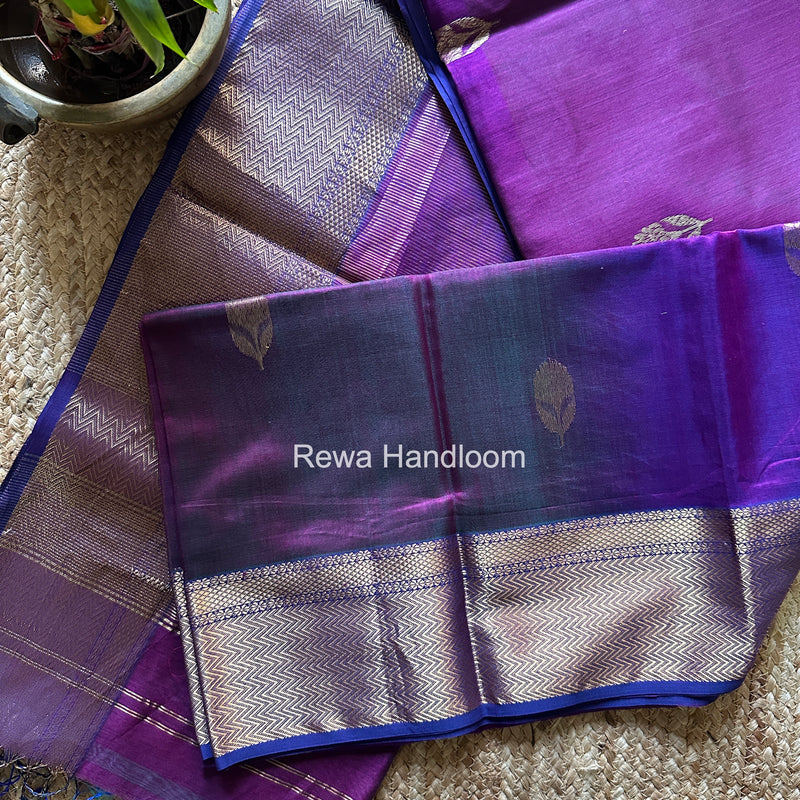 Maheshwari Purple Lotus Butta Saree NLS02