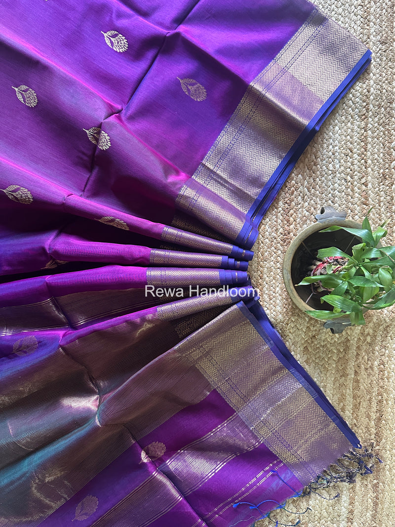 Maheshwari Purple Lotus Butta Saree NLS02