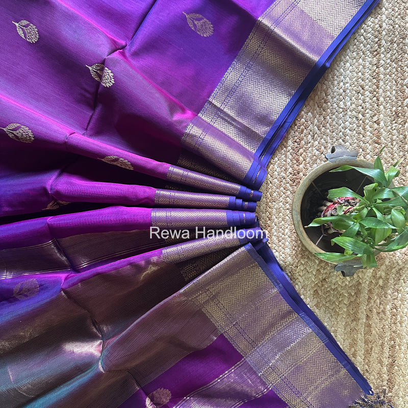 Maheshwari Purple Lotus Butta Saree NLS02