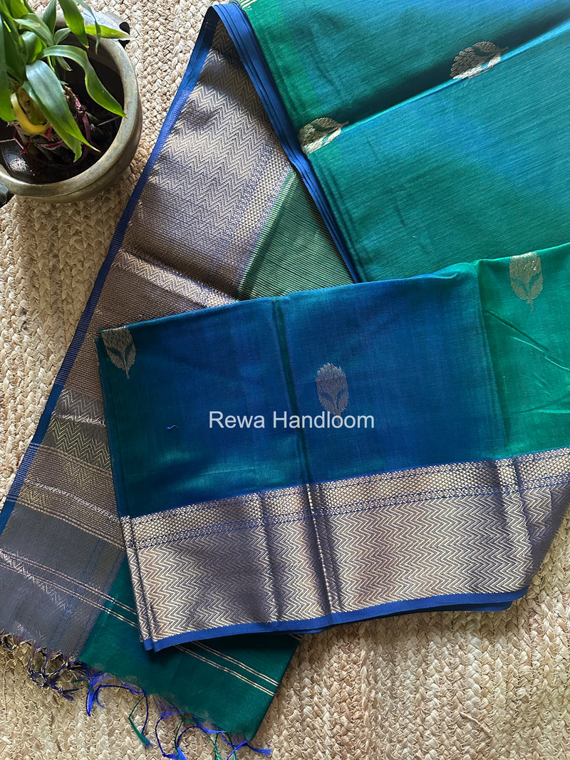 Maheshwari Green Lotus Butta Saree NLS01