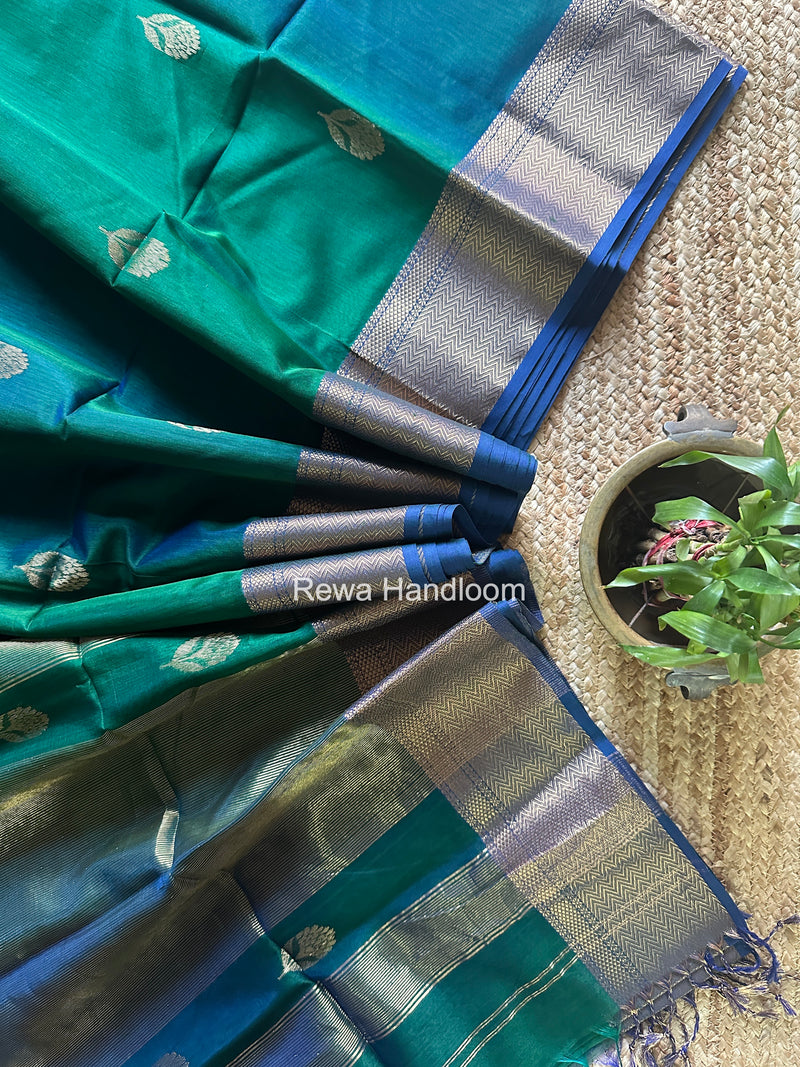Maheshwari Green Lotus Butta Saree NLS01