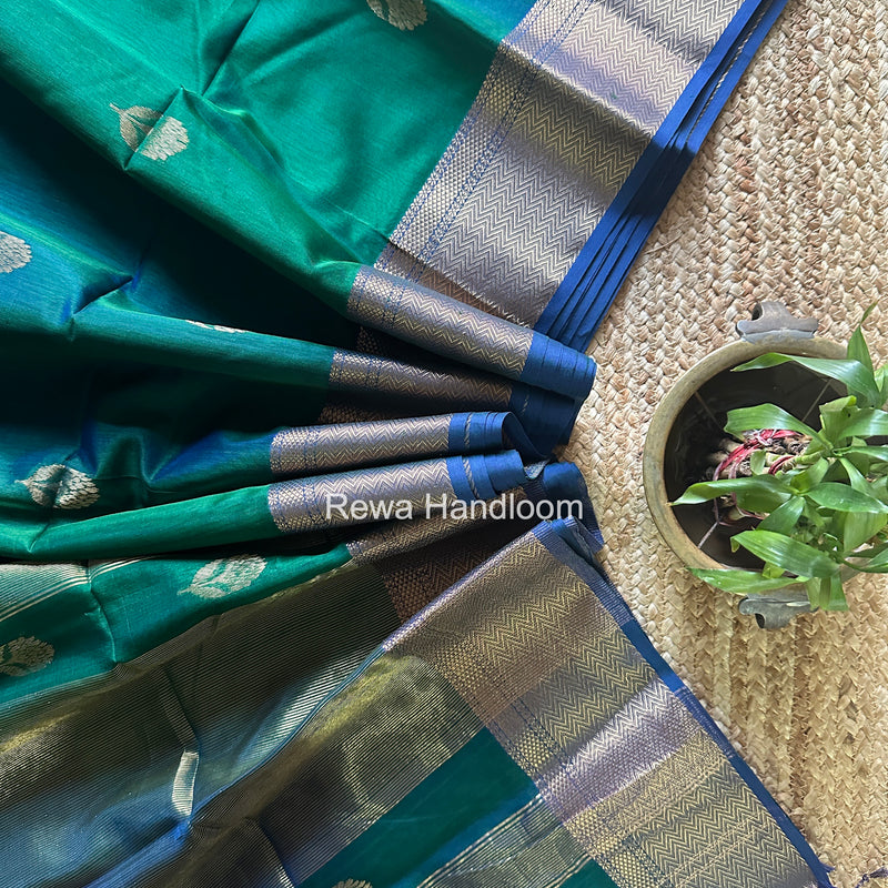 Maheshwari Green Lotus Butta Saree NLS01