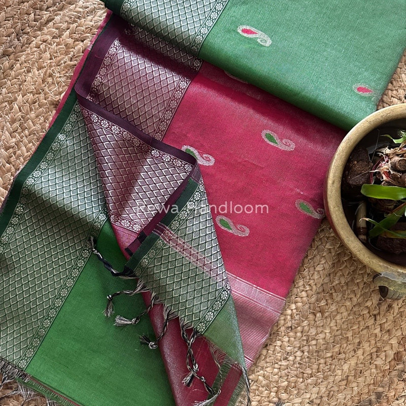 Maheshwari Silver Tissue Meena Butti Saree