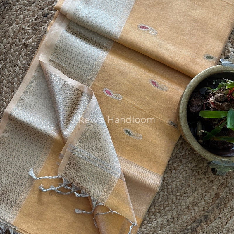 Maheshwari Silver Tissue Meena Butti Saree