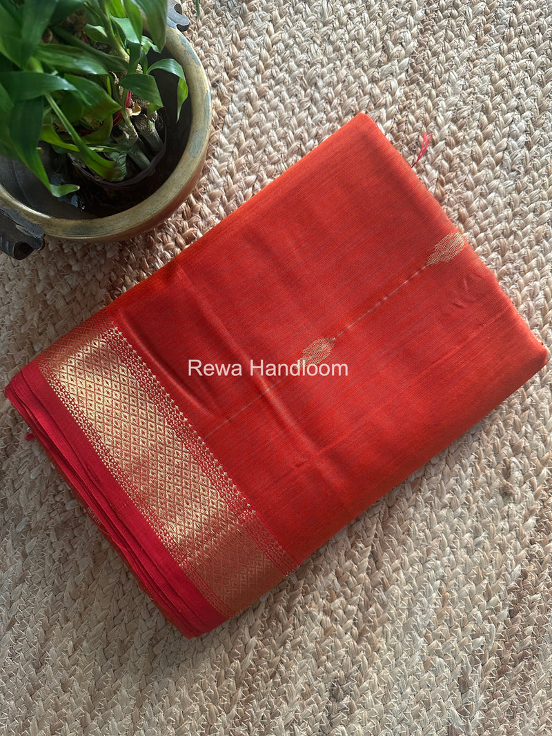Maheshwari Rust Lining Butti Saree ZLBS02