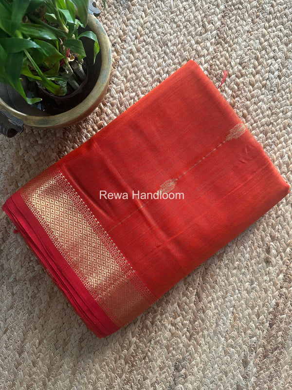 Maheshwari Rust Lining Butti Saree ZLBS02