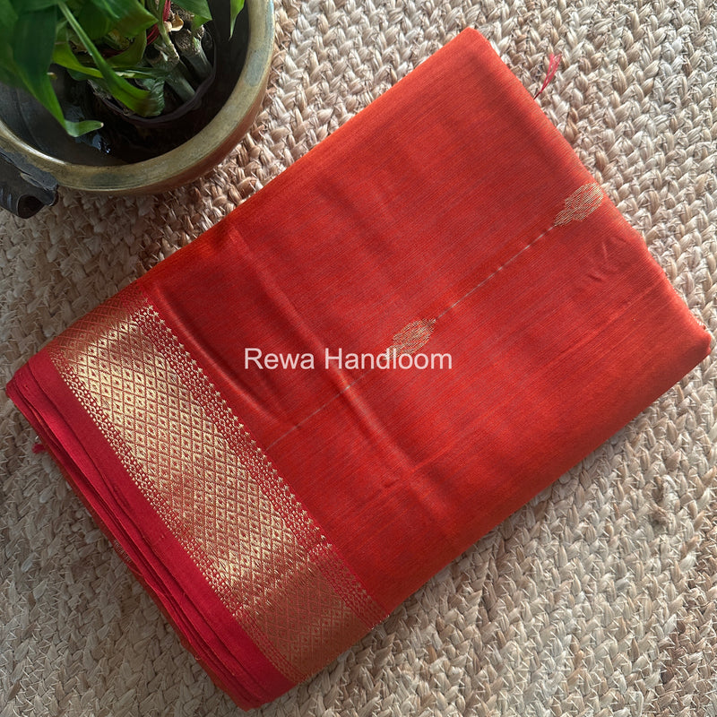 Maheshwari Rust Lining Butti Saree ZLBS02