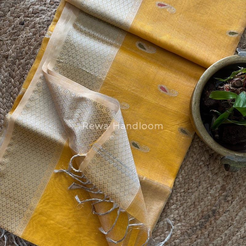 Maheshwari Silver Tissue Meena Butti Saree 