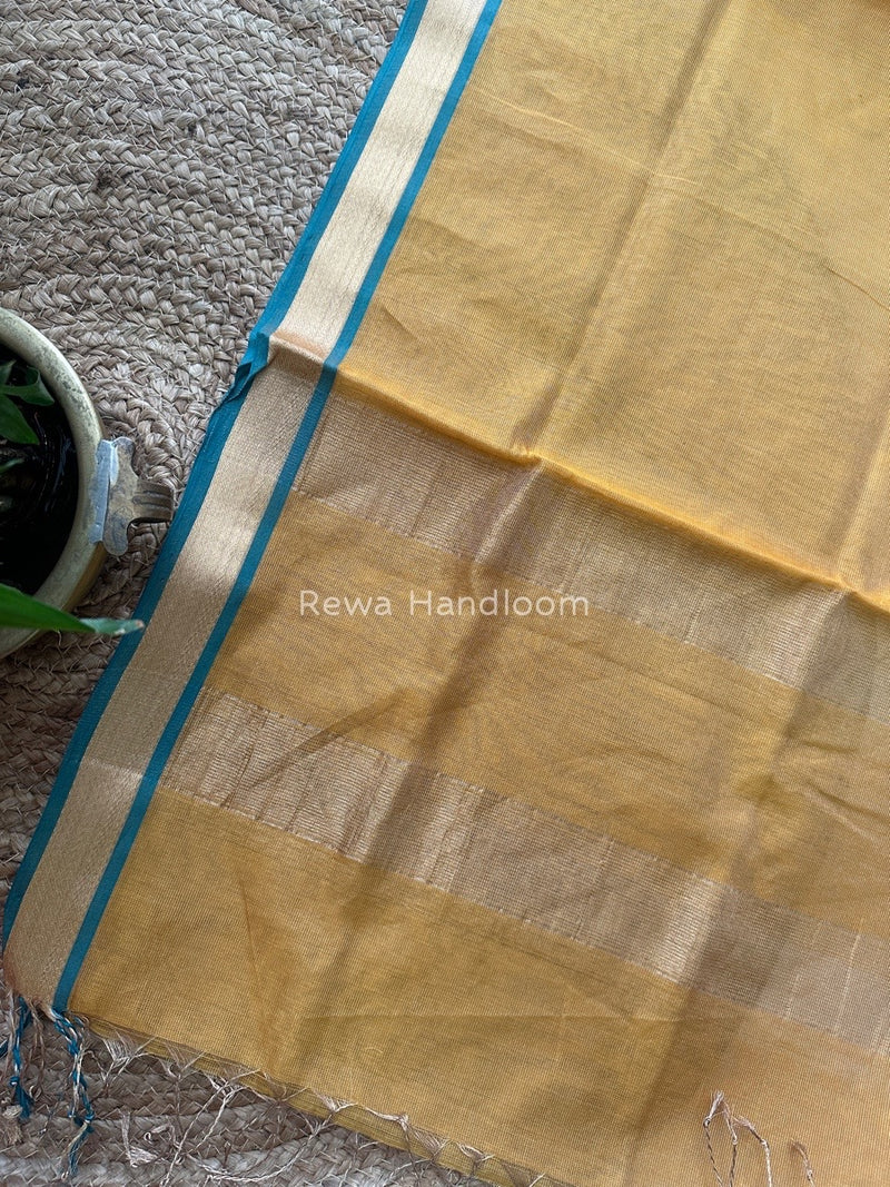 Maheshwari Golden Yellow Tissue Dupatta TDZ05